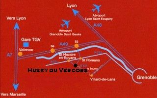 Plan d'acces de Husky du Vercors